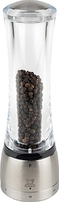 Мельница для перца Peugeot Daman 25441, 68х210 мм, акрил / нержавеющая сталь / металлический измельчитель, прозрачная