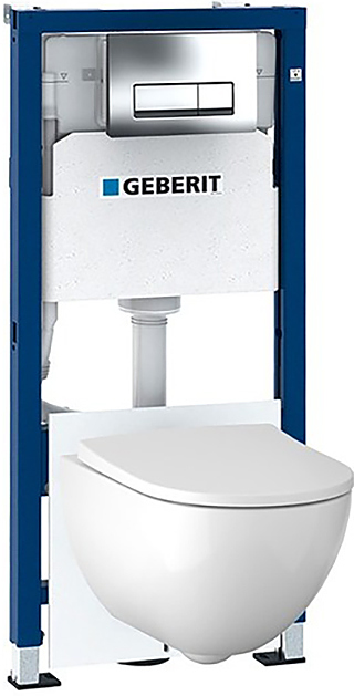 Унитаз подвесной с инсталляцией и сиденьем Geberit DELTA Acanto 500.128.21.A