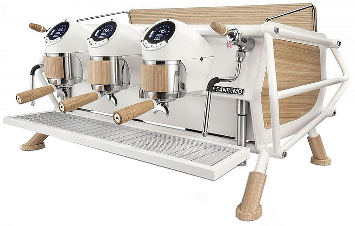 Кофемашина Sanremo Cafe Racer Naked 3 белая-дерево