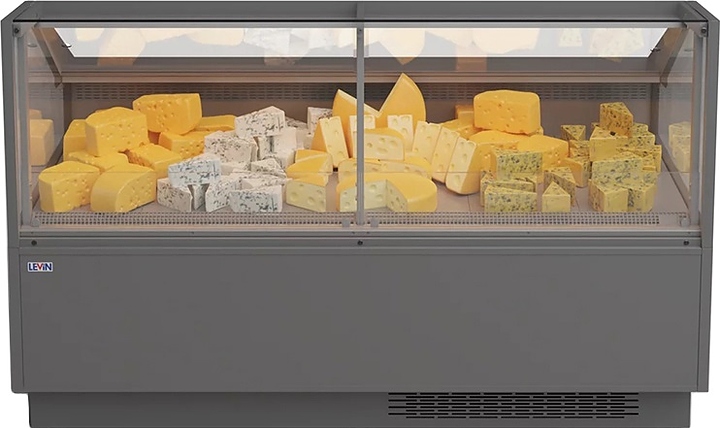 Витрина холодильная среднетемпературная Levin DELLA ЗУ М 2400х1320х1180 мм (выносной агрегат) угловая внутренняя без боковин