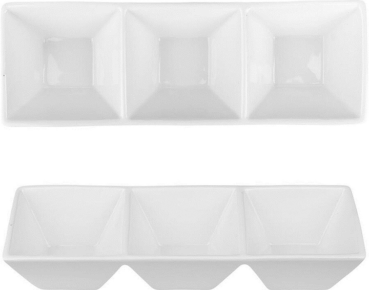 Менажница P.L. Proff Cuisine F0489-9.25 23,5х8 см h=4,6 см 3 отделения (фарфор) белая