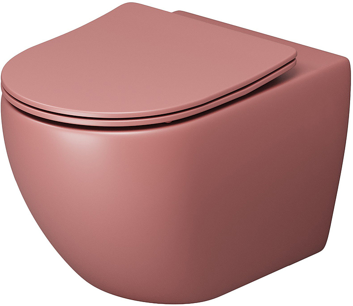 Унитаз подвесной с крышкой-сиденьем Grossman Color GR-4411PIMS розовый матовый