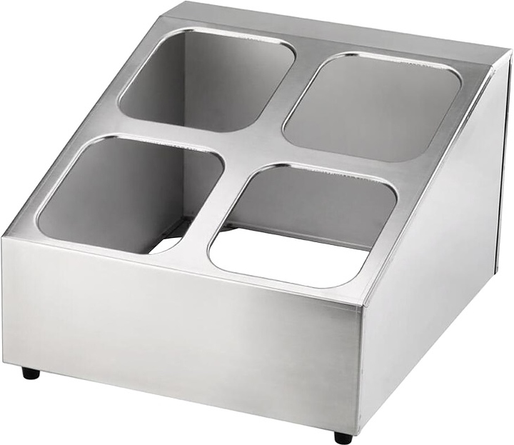 Подставка под гастроемкости P.L. Proff Cuisine GNRK-1624 33,6х40,3х20 см 4 отделения GN1/6 h=100 мм (нерж. сталь)