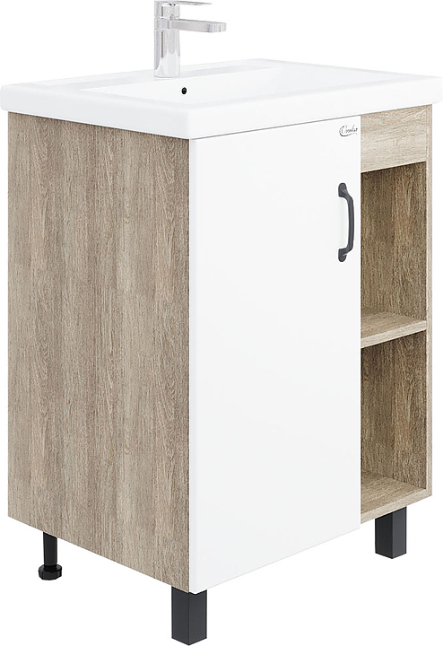 Тумба под раковину Onika ТИМБЕР 60.01 белая матовая, дуб сонома