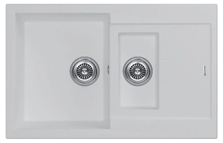 Кухонная мойка KUCHENSTERN 207WH20 PLAT 60-2 α-Granit 780х500х200 мм белый