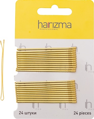 Невидимки для волос Harizma h10537-19, прямые золотистые, 60 мм, 24 шт.