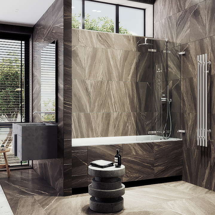 Шторка на ванну MaybahGlass MGV-578-4 75х140 см, 3 секции, складная, хром глянцевый