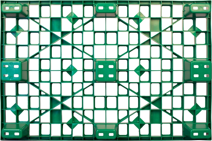 Паллет ТАРА.РУ TR 1208 L BC 1200x800х160 мм (перфорированный на 9 ножках) зеленый
