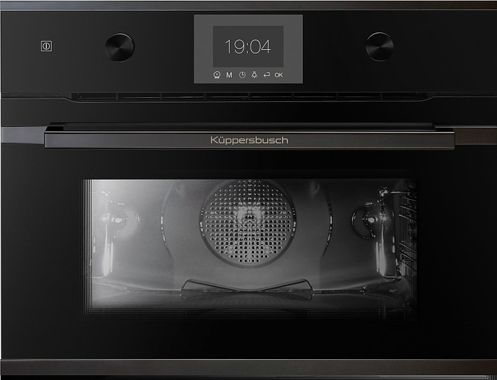 Духовой шкаф с микроволнами Kuppersbusch CB 6350.0 S6 Black Steel 3000 Вт 44 л 595х559х455 мм черный