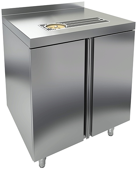 Стол закрытый HICOLD НБМСЗКСО-7/7Б (с каплесборником, ополаскивателем и бортом)