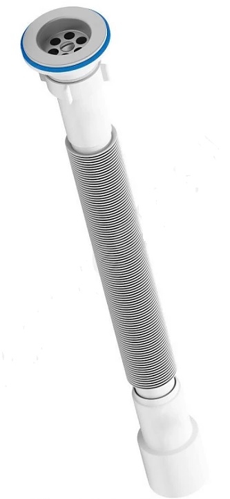 Сифон для умывальника СаНта Ани Пласт гофрированный 1 1/4"x40/50 удлиненный выпуск с нержавеющей решёткой