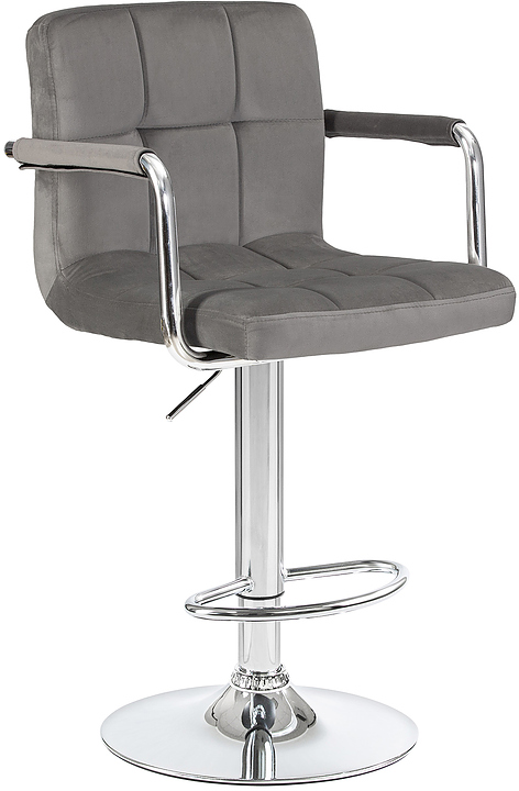 Стул барный DOBRIN 5011-LM-N KRUGER ARM (серый велюр, хром) 2 шт.
