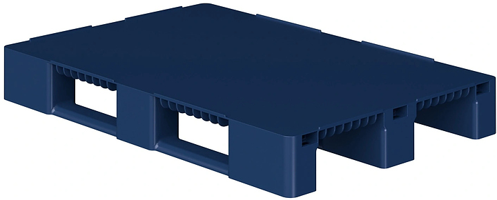 Паллет iPlast 1200x800x150 мм сплошной на 3 полозьях, с бортиком, синий