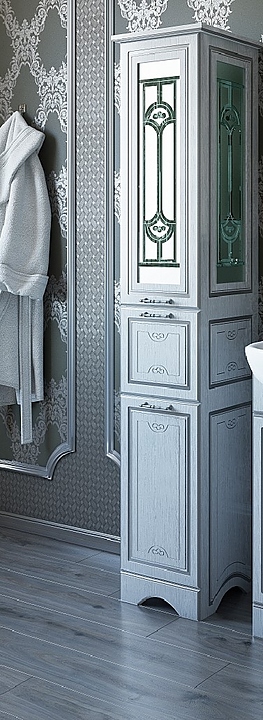 Шкаф-пенал Sanflor Адель левосторонний, белый, фурнитура серебро