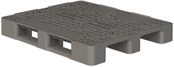 Паллет iPlast 1200x1000x150 мм перфорированный на 3 полозьях, с бортиком, серый