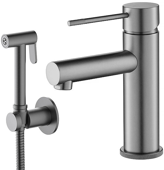 Смеситель для раковины TIMO Saona 2360/18G с гигиеническим душем, золото черное