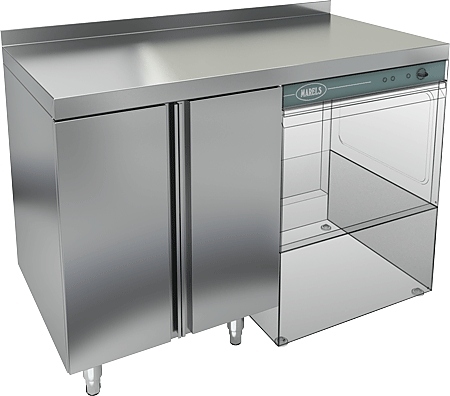 Стол под посудомоечную машину HICOLD НБМСЗКП-12/6БП с правым крылом и бортом