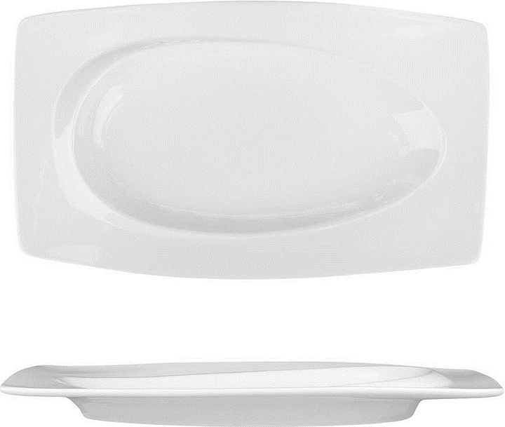 Блюдо сервировочное P.L. Proff Cuisine F1087-10 Asymmetry 25х14,8 см h=2,2 см (фарфор) прямоугольное белое