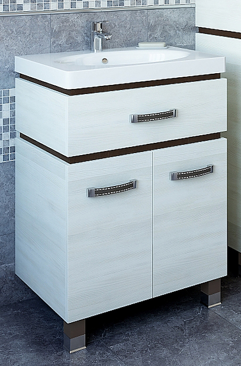 Тумба с раковиной Sanflor Техас 70 см венге, северное дерево светлое