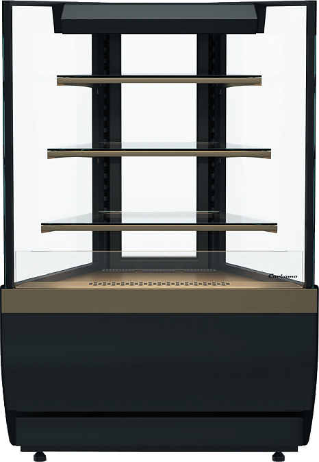 Витрина нейтральная Carboma KC70 N 1,3-2 Light версия 2.0 (Techno 9005) открытая, внешний угол 45°