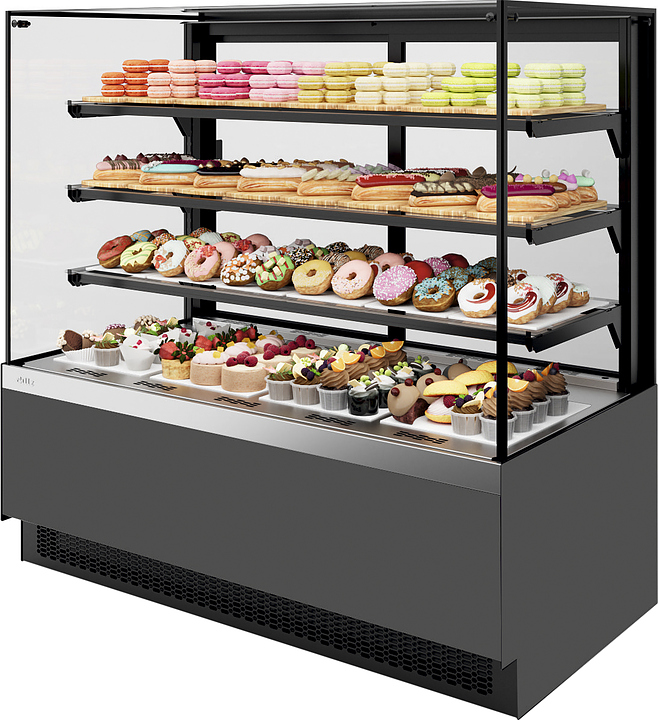 Витрина кондитерская Chilz VETE II KUB 60 серый матовый, шлифованная нержавейка