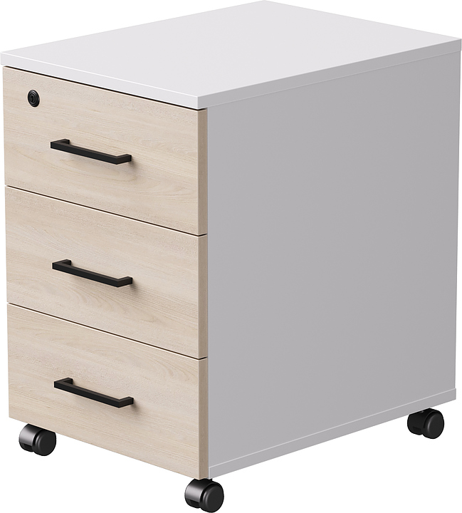 Тумба мобильная Everprof EVO белая, дуб Соната