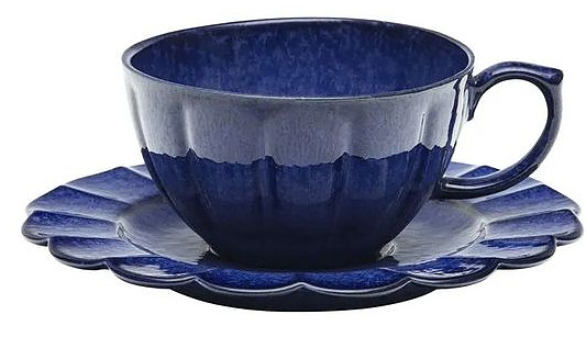 Пара чайная Oxford FLORA AMOR PERFEITO 152445 (чашка 220 мл и блюдце 16 см) синий