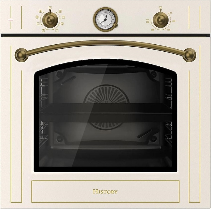 Духовой шкаф HiSTORY OE778B.RBG бежевый с золотистой фурнитурой