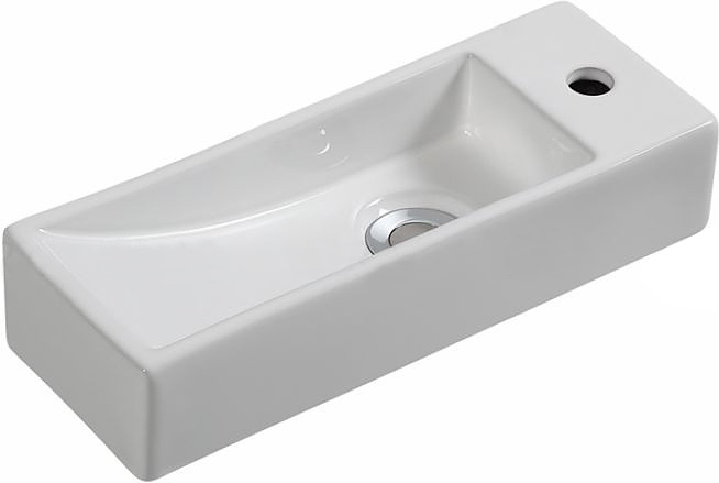 Раковина подвесная Mira MR-3814L 38.5х14 см, с отв. под смеситель, левая, керамика