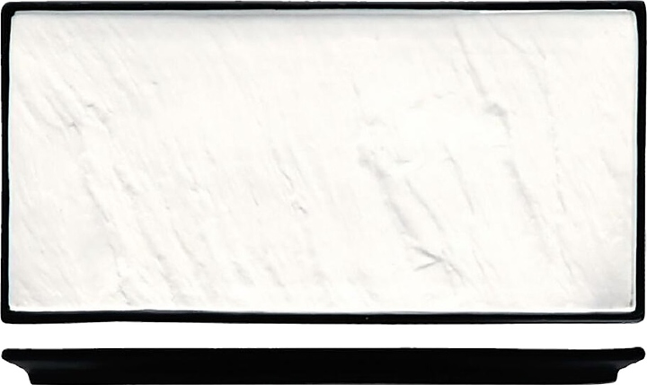 Блюдо сервировочное P.L. Proff Cuisine Black Classic&Gold F2935FB-12W Relief 31х14 см (фарфор) прямоугольное черно-белое