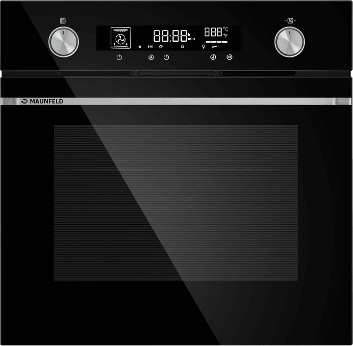 Духовой шкаф Maunfeld AEOH6066B черный / стекло с фурнитурой нерж. сталь