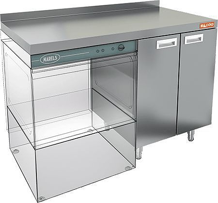 Стол под посудомоечную машину HICOLD НБМСЗКП-12/5БЛ c левым крылом и бортом