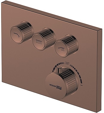 Смеситель для ванны и душа термостатический Wasserkraft Asphe 7700 7758 Thermo золото розовое