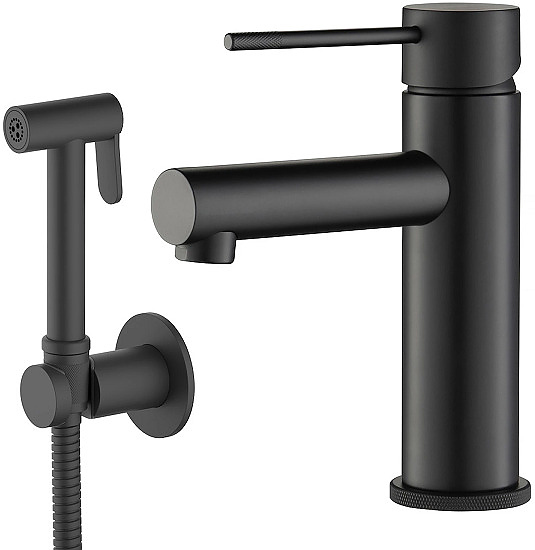 Смеситель для раковины TIMO Saona 2360/03G с гигиеническим душем, черный