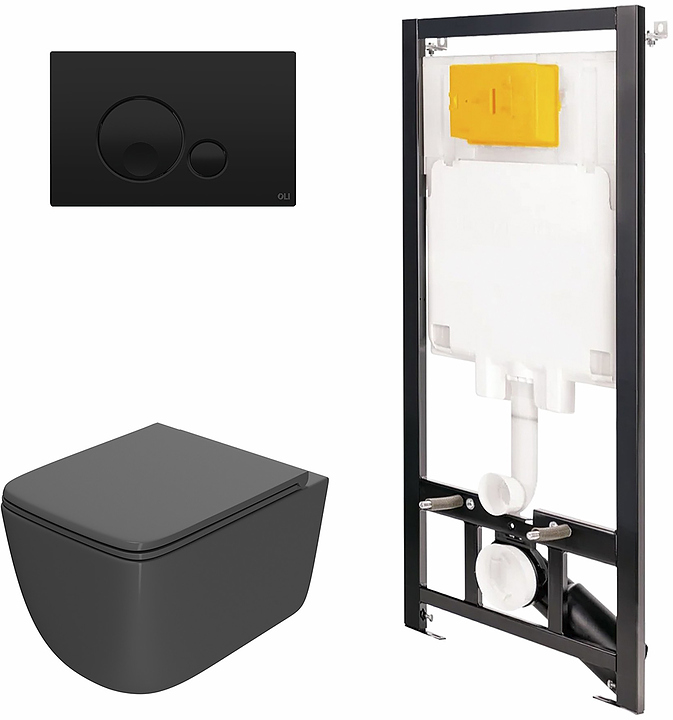 Унитаз подвесной с инсталляцией и панелью смыва OLI 80 ECO 886914GBO3+PN41831GM