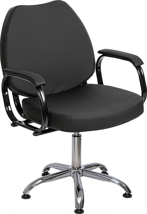 Кресло парикмахерское Имидж Мастер СОЛО пневматика на хромированном пятилучье, черное