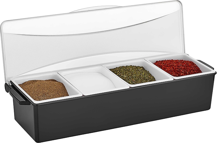 Контейнер для фруктов, специй и соусов Gastroplast GSE-04 4х0,6 л (полипропилен / поликарбонат)