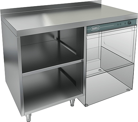 Стол под посудомоечную машину HICOLD НБМСЗОКП-12/7БП с правым крылом и бортом