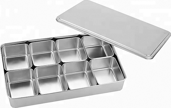 Контейнер для сыпучих продуктов P.L. Proff Cuisine TWH08 8 отделений с крышкой (нерж. сталь)