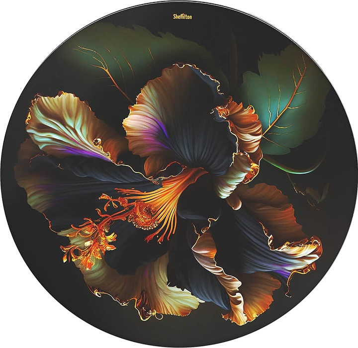 Столешница Sheffilton SHT-TT32 80 (стекло / МДФ) круглая ночной цветок