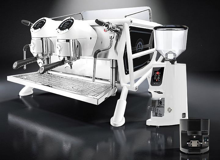 Кофемашина Sanremo Cafe Racer Full White 2 группы, белая + Eureka Atom W 75 White + автотемпер Atom Black