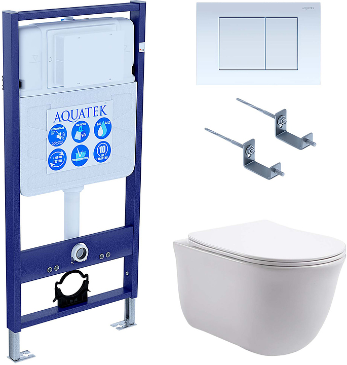 Унитаз подвесной с инсталляцией и сиденьем Aquatek SET КЛАССИК-009 4в1