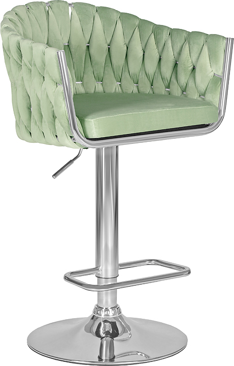 Стул барный DOBRIN 9692-LM MARCEL (пудрово-мятный велюр, хромированная сталь)