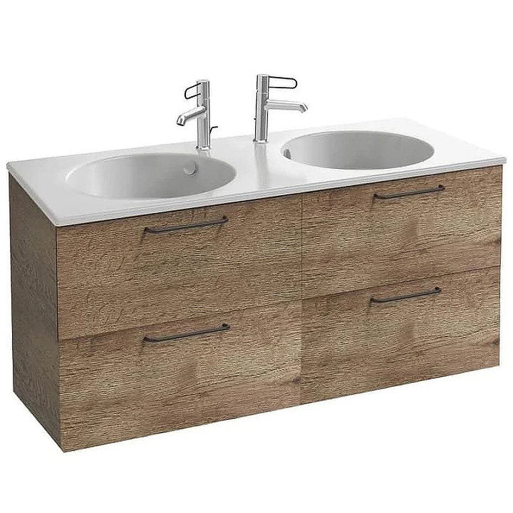 Тумба с раковиной Jacob Delafon Odeon Rive Gauche EXAS112-Z-00+2526-R9-E52 140 см, дуб табак