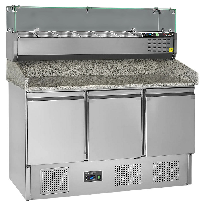 Стол для пиццы TEFCOLD PT1365+GVC33-140 400 л 1365х700х1459 мм (вкл. блок для гастроемкостей)