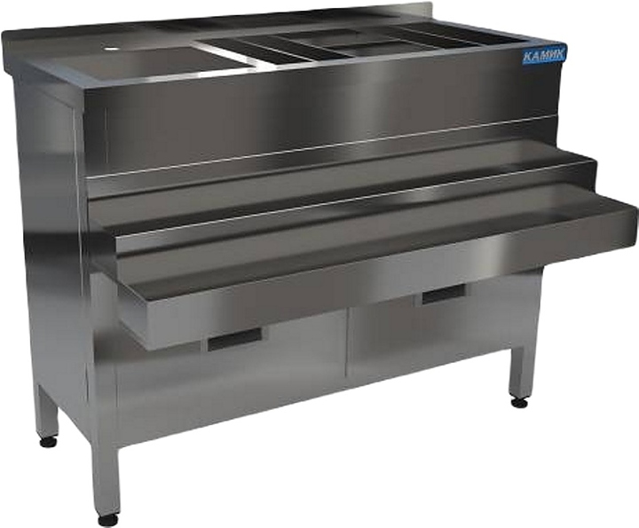 Барная станция КАМИК 1050х450(570)х820 мм, 1 рейл, 2 ящика