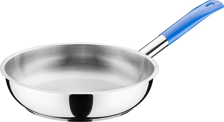 Сковорода MGSteel 79187 1,8 л d=24 см h=5 см (нерж. сталь) с синей ручкой (винил)