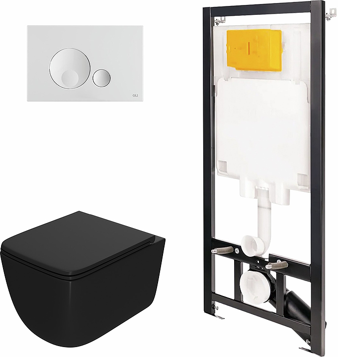 Унитаз подвесной с инсталляцией и панелью смыва OLI 80 ECO 886914GBO1+PN41831BM