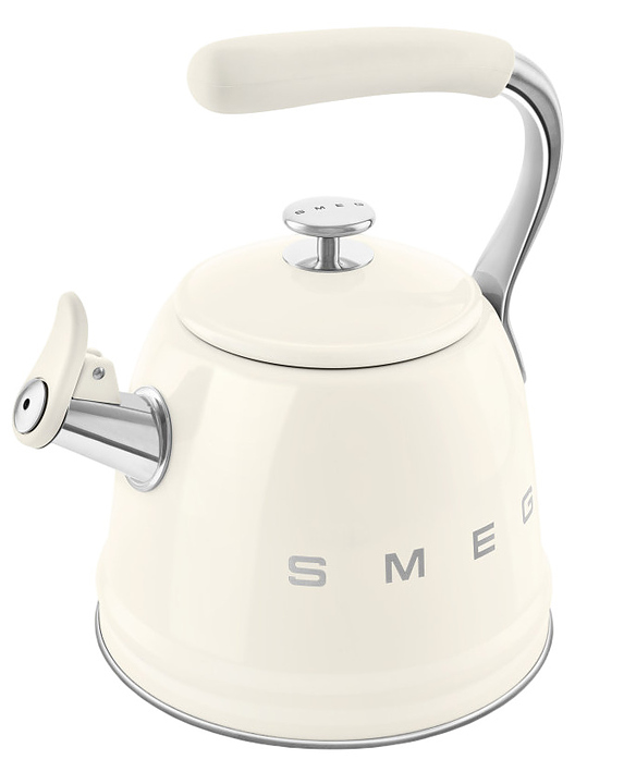Чайник SMEG WKF01CR 2.3 л 243x205х277 мм со свистком, кремовый, глянцевый