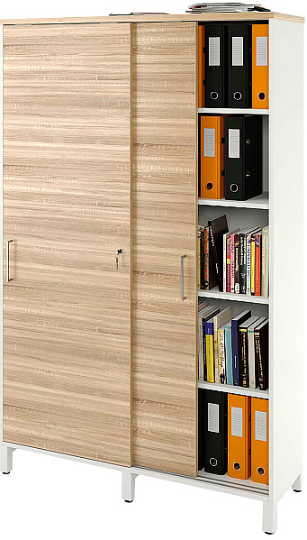 Локер ZAMM 5 полок МК 414 120х41,4х190 см фасад дуб Бардолино, корпус белый